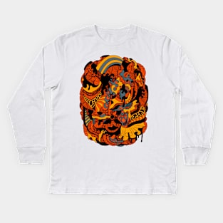 Orangrey Abstract Wave of Thoughts No 2 Kids Long Sleeve T-Shirt